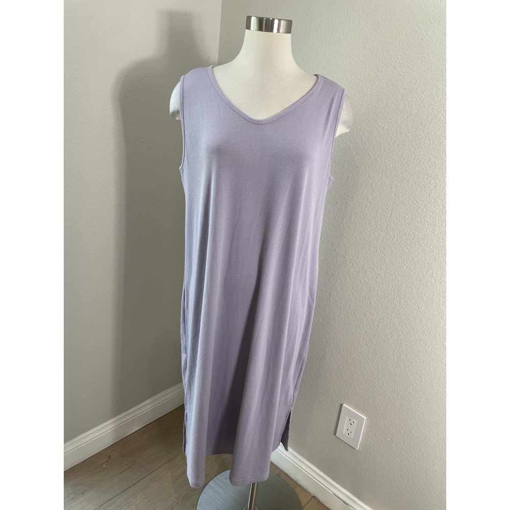 NEW Berkshire Homewear Gown Womens Large Purple Sleeveless V Neck Chemise Lounge